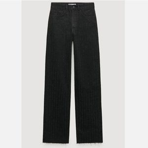 ZARA NWT NEW ZW MID-RISE LOOSE FIT RHINESTONE SPARKLE FESTIVE JEANS US2